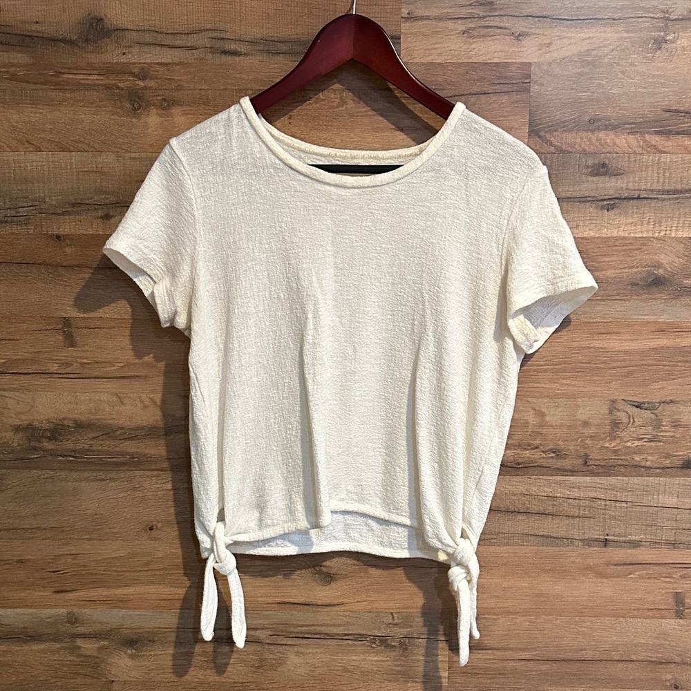 Madewell Cream Tie-Side Short Sleeve Top